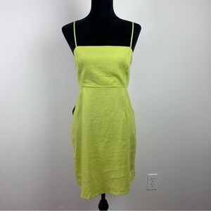 Melloday Dress Womens Small Mini Sheath Cut Out Sleeveless Linen Rayon Green